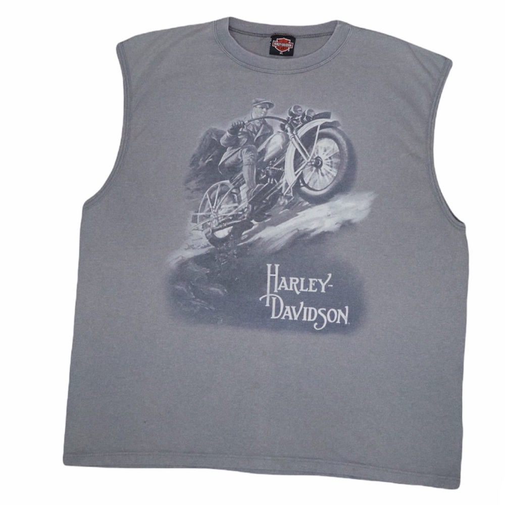 Harley Davidson Muscle Tank Top Grey Flathead Biker Nova Scotia Canada XL